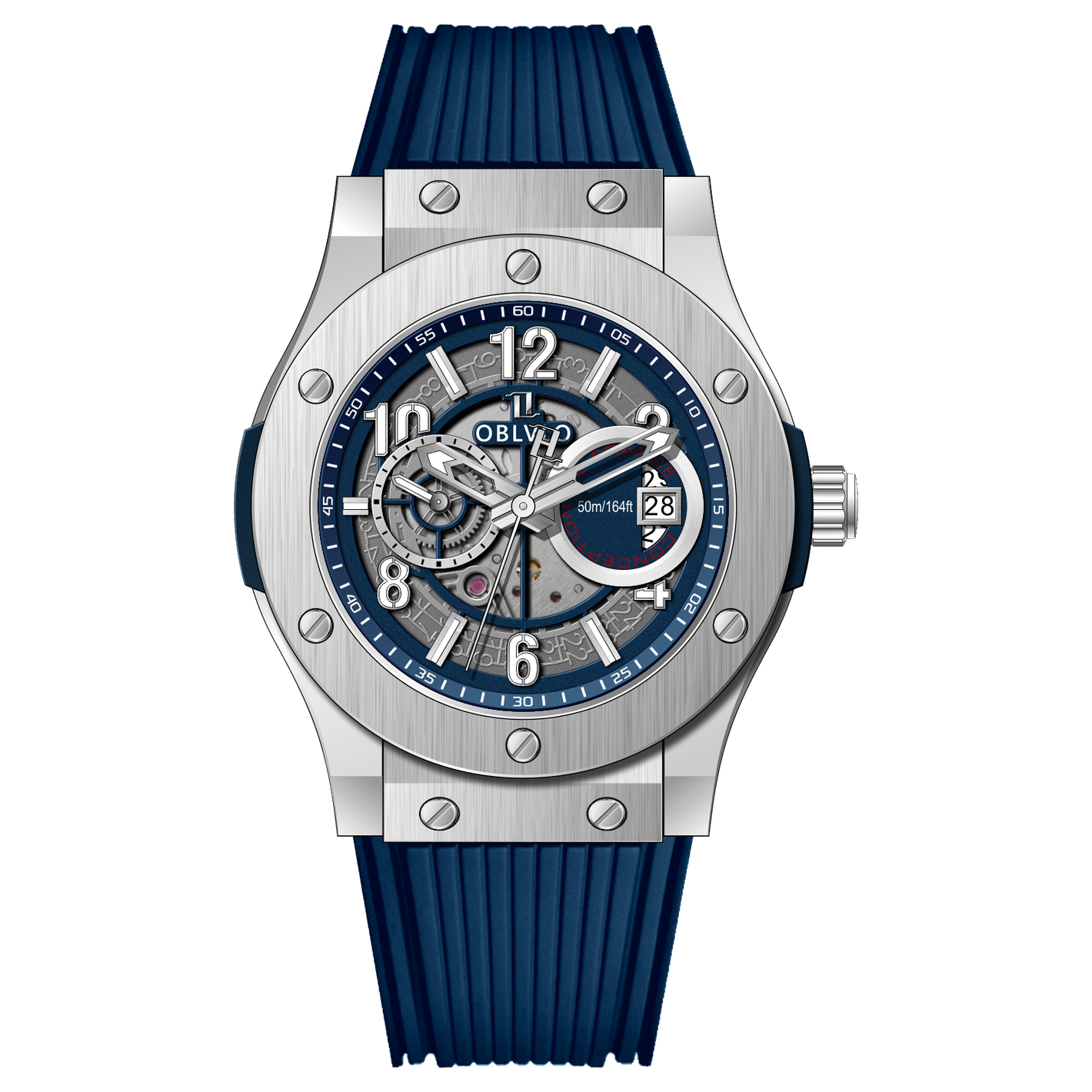 OBLVLO HM-GT Men's Miyato Automatic Watch 44MM Dial 50M Water Resistant Luminous Pointer with Date Display