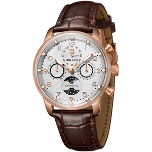 Luxury OBLVLO IM MUT-MP Rose Gold Moon phase Style Automatic Watch For Men