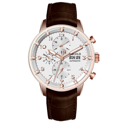 Affordable Luxury Men Pilot Chronograph Rose Gold Watches - Oblvlo Design IM-MU PWW