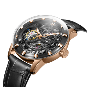 Erschwingliche Luxus-Skelett-Tourbillon-Uhren aus Roségold online – BLVLO IM SK-Serie