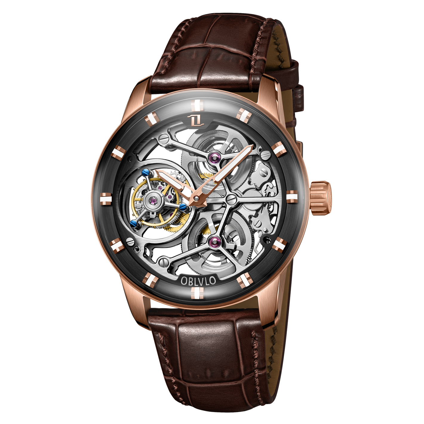 BLVLO IM SK TB Series Luxury Rose Gold Skeleton Tourbillon Watches for Sale