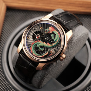 Men's Automatic Green Chinese Dragon Skeleton Watches from JM Dragon Series