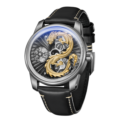 Top Affordable Luxury Yellow Gold Chinese Dragon Watches for Men - OBLVLO JM Dragon II