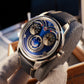 Best Mens Luxury Unique Eagle Owl Eyes Automatic Watch - OBLVLO JM-EAGLE Blue Dial