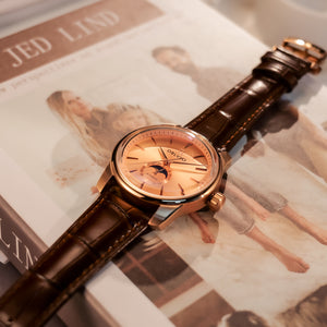 Affordable Luxury Vintage Rose Gold Automatic Moon Phase Watches  - Oblvlo Design JM-MP PPWL