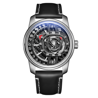 Luxury Men's Automatic Unique Carbon Fiber Skeleton Watch - OBLVLO JM ROTOR Series