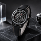 ALL Black OBLVLO JM-ROTOR Rotary-Engine Style Watch with Jump Hour Mechanical Automatic movement Watch