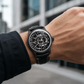 ALL Black OBLVLO JM-ROTOR Rotary-Engine Style Watch with Jump Hour Mechanical Automatic movement Watch