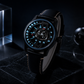ALL Black OBLVLO JM-ROTOR Rotary-Engine Style Watch with Jump Hour Mechanical Automatic movement Watch
