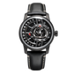 ALL Black OBLVLO JM-ROTOR Rotary-Engine Style Watch with Jump Hour Mechanical Automatic movement Watch