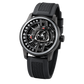 ALL Black OBLVLO JM-ROTOR Rotary-Engine Style Watch with Jump Hour Mechanical Automatic movement Watch