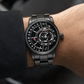 ALL Black OBLVLO JM-ROTOR Rotary-Engine Style Watch with Jump Hour Mechanical Automatic movement Watch