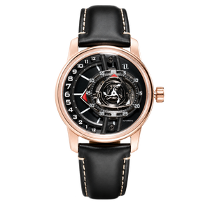 42mm Men Rotary Engine Style Watch - Rose Gold OBLVLO JM ROTOR Miyota 8215 Movement Jump Hour Automatic Watch
