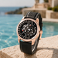 42mm Men Rotary Engine Style Watch - Rose Gold OBLVLO JM ROTOR Miyota 8215 Movement Jump Hour Automatic Watch