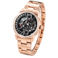 42mm Men Rotary Engine Style Watch - Rose Gold OBLVLO JM ROTOR Miyota 8215 Movement Jump Hour Automatic Watch