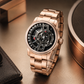 42mm Men Rotary Engine Style Watch - Rose Gold OBLVLO JM ROTOR Miyota 8215 Movement Jump Hour Automatic Watch