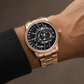 42mm Men Rotary Engine Style Watch - Rose Gold OBLVLO JM ROTOR Miyota 8215 Movement Jump Hour Automatic Watch