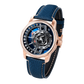 Rose Gold OBLVLO JM ROTOR 42mm Watch - Unique Skeleton Rotary Engine Blue Dial & Miyota 8215 Jump Hour Automatic Watch