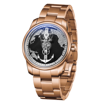 Einzigartige Automatikuhren für Herren mit Zifferblatt aus Roségold und schwarzem Kaltemaille – OBLVLO JM-Sailing