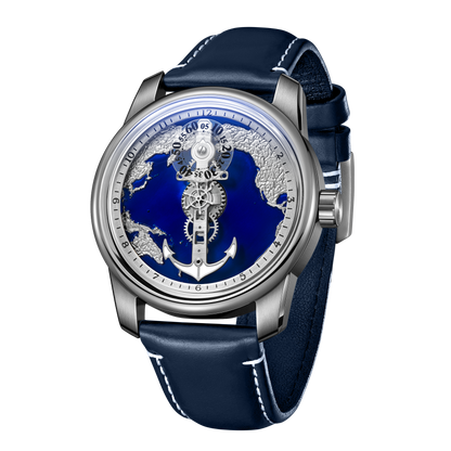 OBLVLO JM-Sailing | Affordable Luxury Blue Cold Enamel Dial & Pacific Ocean Maps Automatic Watches