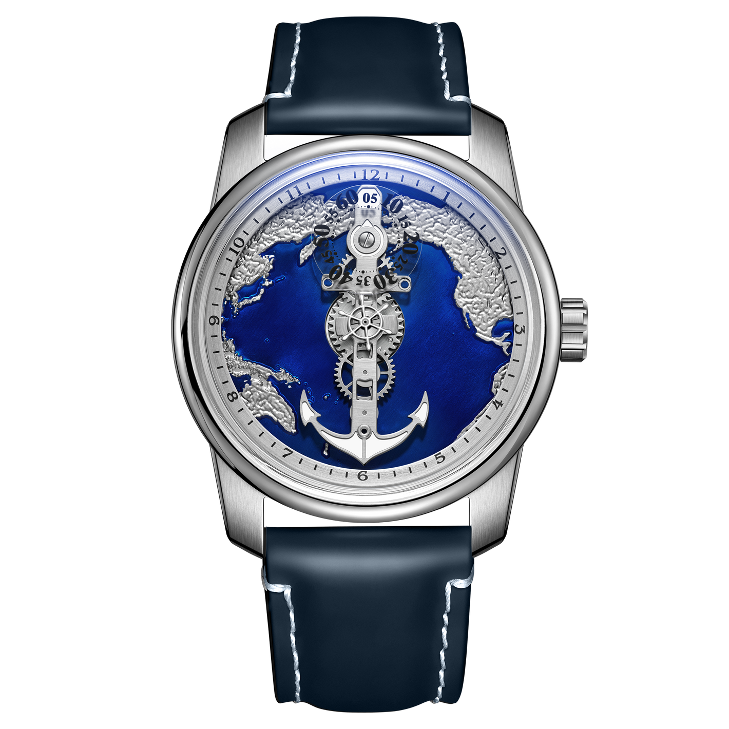 OBLVLO JM-Sailing | Affordable Luxury Blue Cold Enamel Dial & Pacific Ocean Maps Automatic Watches