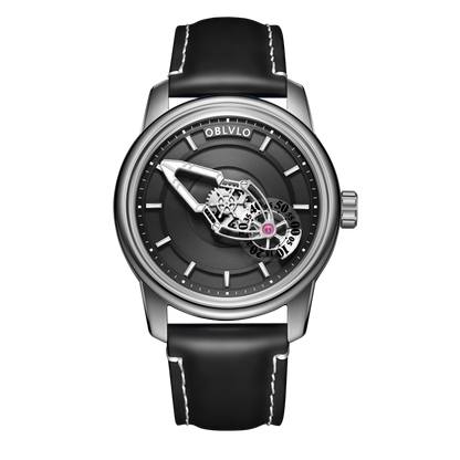 Discover the 42MM Automatic Dress Watches of the OBLVLO JM Space - Cool Black Spaceship Dial Watches for Men