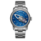 OBLVLO JM Space 42MM Automatic Mechanical Dress Watches For Men - Cool Luminous Rotation Spaceship Hands Blue Dial