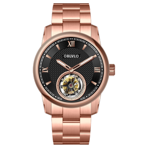 OBLVLO JM-TB: Affordable Luxury Rose Gold Tourbillon Dress Watch for Men