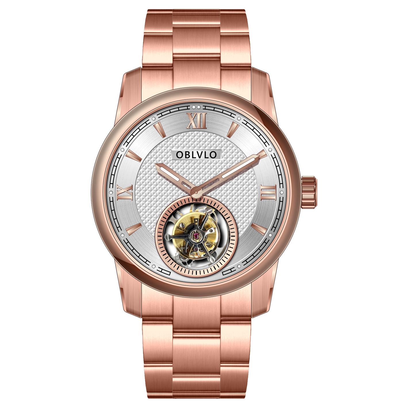 Affordable OBLVLO JM-TB Men's Luxury Rose Gold Tourbillon Watches for Business & Formal Occasions