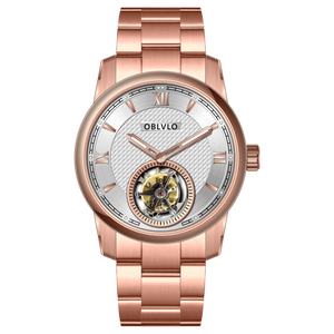 Affordable OBLVLO JM-TB Men's Luxury Rose Gold Tourbillon Watches for Business & Formal Occasions