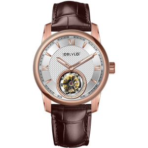 Affordable OBLVLO JM-TB Men's Luxury Rose Gold Tourbillon Watches for Business & Formal Occasions