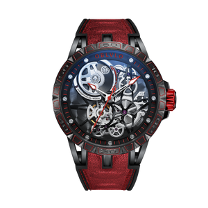 Affordable Oblvlo Men Luxury Automatic Skeleton Watches Plated With Black PVD