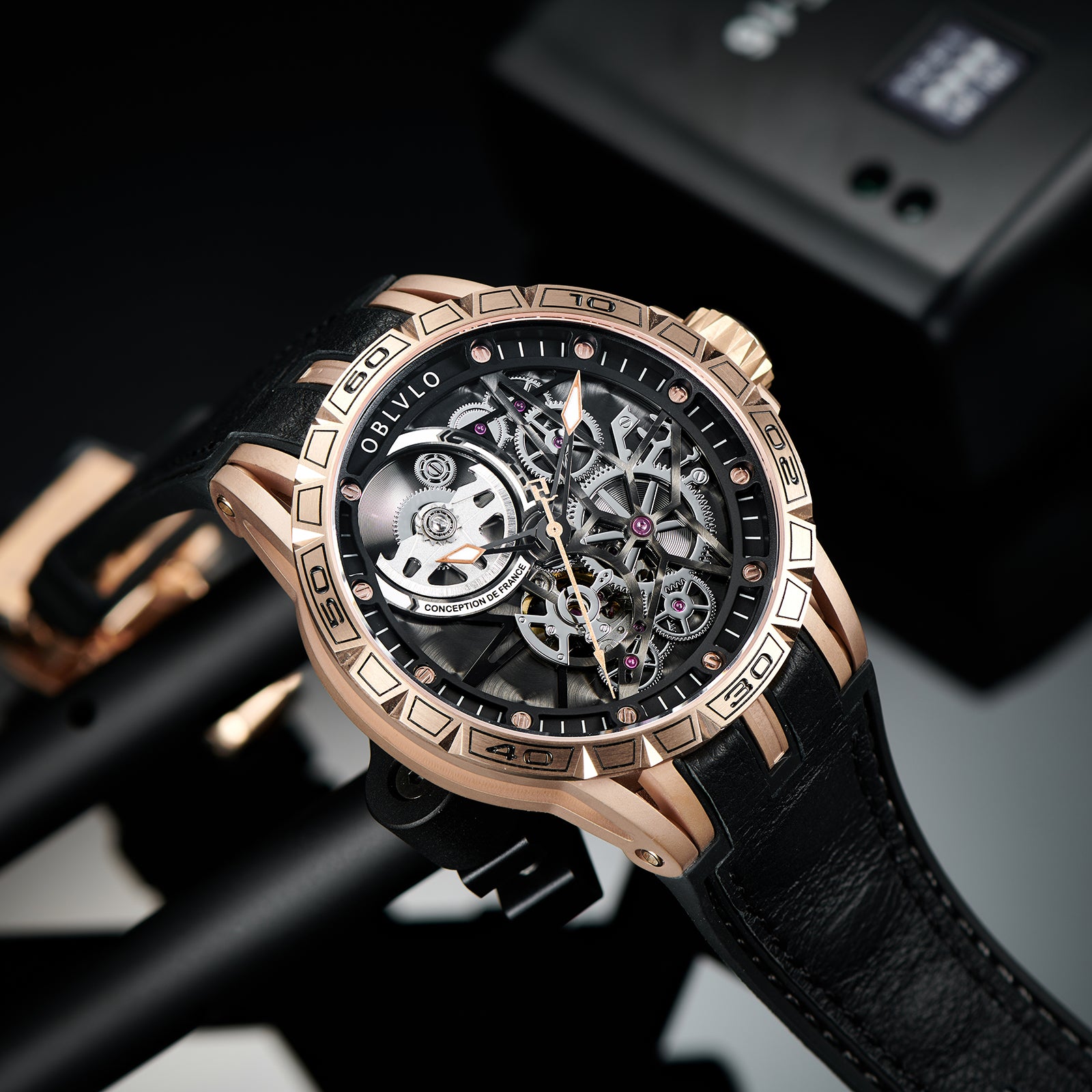 Cool Oblvlo LM Series Luxury Automatic Skeleton Rose Gold Watch For Me