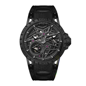 Cool Luxury Mens Automatic Skeleton Black PVD Case Watches for Sale - OBLVLO LMQ-BBBR