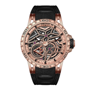 Best Affordable Luxury Automatic Rose Gold Skeleton Watches - OBLVLO LMQ