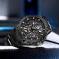 Oblvlo LMS-S BRB Series Luxury Black PVD Automatic Skeleton Watches For Men