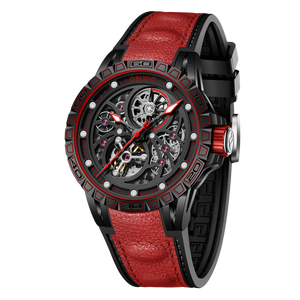 Beste erschwingliche Luxus-Skelett-Automatikuhr mit schwarzem PVD unter 500 $ – Oblvlo LMS-BRR