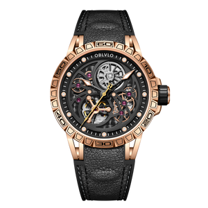 Affordable Luxury Rose Gold Skeleton Automatic Watches from Oblvlo LMS PBB