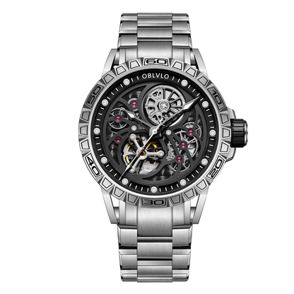 Luxury Skeleton Automatic Stainless Steel Watches For Men - Oblvlo LMS Series