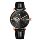 40mm Automatic Mens Watch With Black Partial Skeleton Dial & Black Band By OBLVLO NW Series