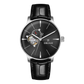 40mm Automatic Mens Watch With Black Partial Skeleton Dial & Black Band By OBLVLO NW Series