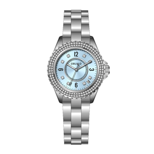 OBLVLO JW-S ICE Blue Dial - Luxury Fashion Stainless Steel Automatic Wrist Watch for Ladies Gift