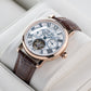 OBLVLO YM Rose Gold Tourbillon style Automatic Mechanical Diamond Dress Watches - Multi-Function year/month/week/day
