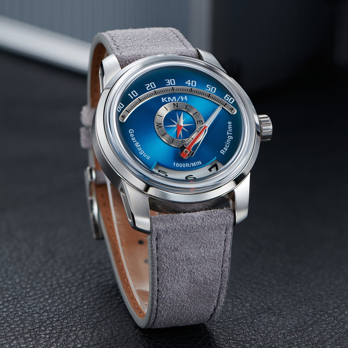 OBLVLO X GEARMAGUS MS07 Racing Time Blue Dial Watch - Sellita SW200 Automatic Movement