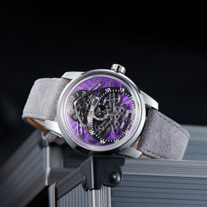 OBLVLO X GearMagus Purple Guilloché dials Special-Shaped Gears Telescopic Hands Watch Swiss SW200 Automatic Movement
