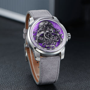 OBLVLO X GearMagus Purple Guilloché dials Special-Shaped Gears Telescopic Hands Watch Swiss SW200 Automatic Movement
