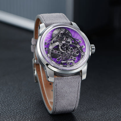 OBLVLO X GearMagus Purple Guilloché dials Special-Shaped Gears Telescopic Hands Watch Swiss SW200 Automatic Movement