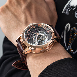 OBLVLO VM Series Luxury Rose Gold Automatic Skeleton Watches For Sale