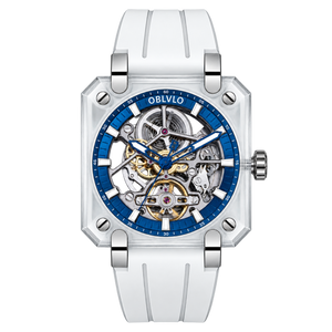 Erschwinglicher Luxus OBLVLO BRM Series - Mechanische Automatikuhr für Herren mit Voll-Saphirblauem Skelettzifferblatt