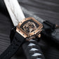 OBLVLO Unique Rose Gold Chinese Dragon Skeleton Watches for Men & women